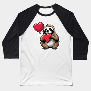 Sloth Heart Balloon - Valentines Day Baseball T-Shirt